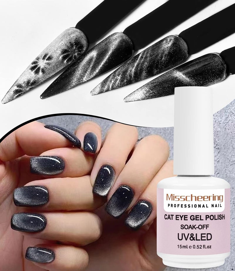 Major Dijit Cat Eye Gel Nail Polish Glitter Holographic Gel Polish with Magnet 15ml 9D Wide Translucent UV Cateye for Nail Art - Image 3